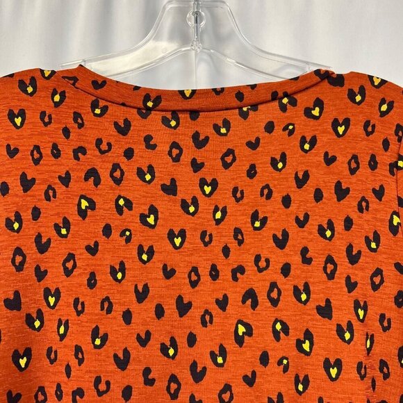 See in Love Women’s Long Sleeve V-Neck Babydoll Dress Rust/Multi Animal Print S - Picture 5 of 8